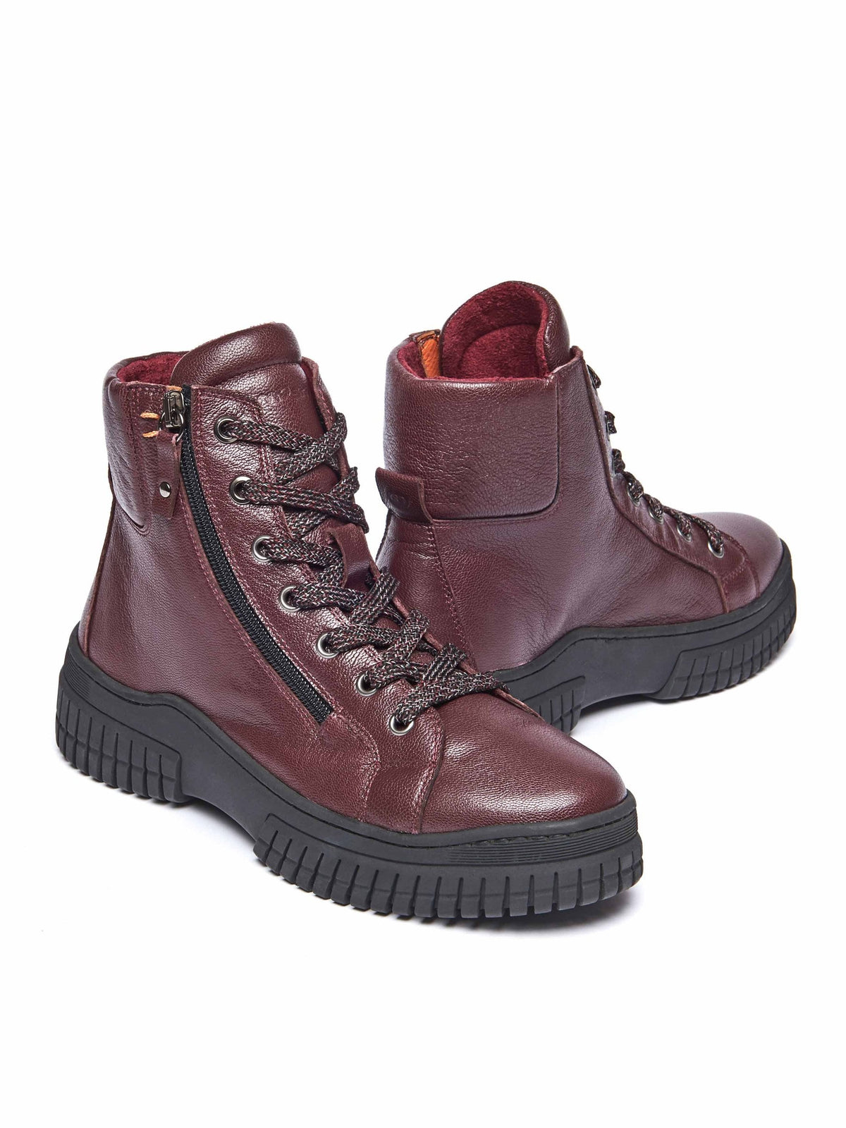 Red sporty lace up boot - BREEN ZINFANDEL RED LEATHER