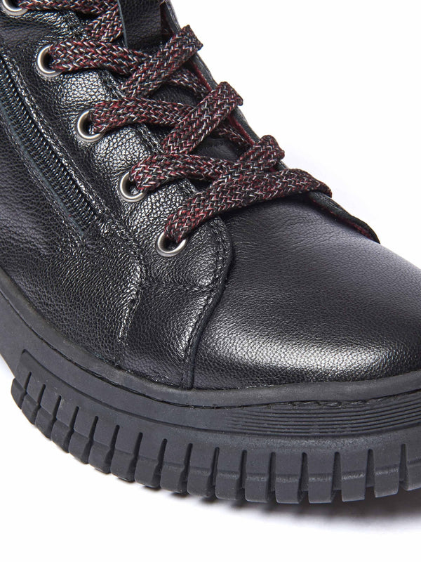 Red sporty lace up boot - BREEN ZINFANDEL RED LEATHER