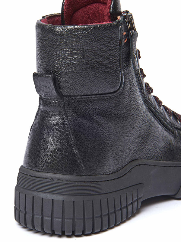 Red sporty lace up boot - BREEN ZINFANDEL RED LEATHER