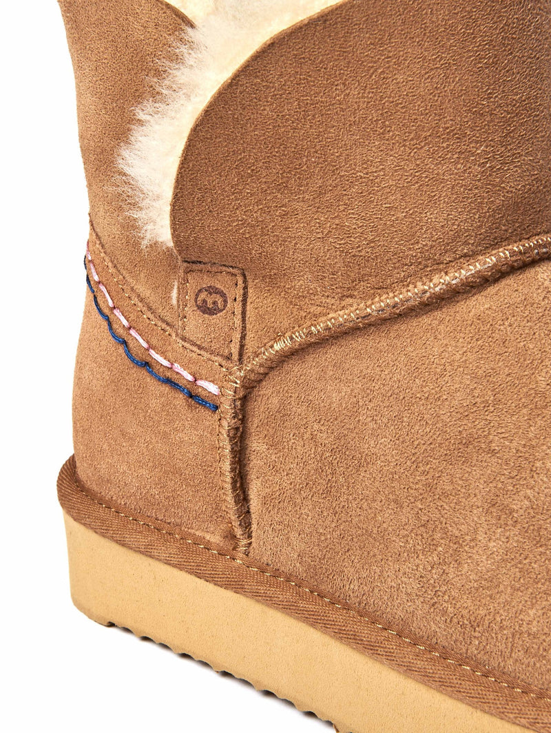 Brown sheepskin chunky bootie slipper - WATTLE 2 TAN