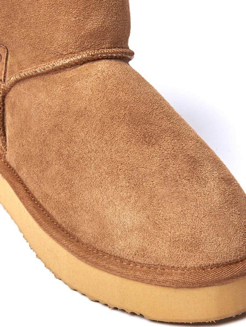 Brown sheepskin chunky bootie slipper - WATTLE 2 TAN