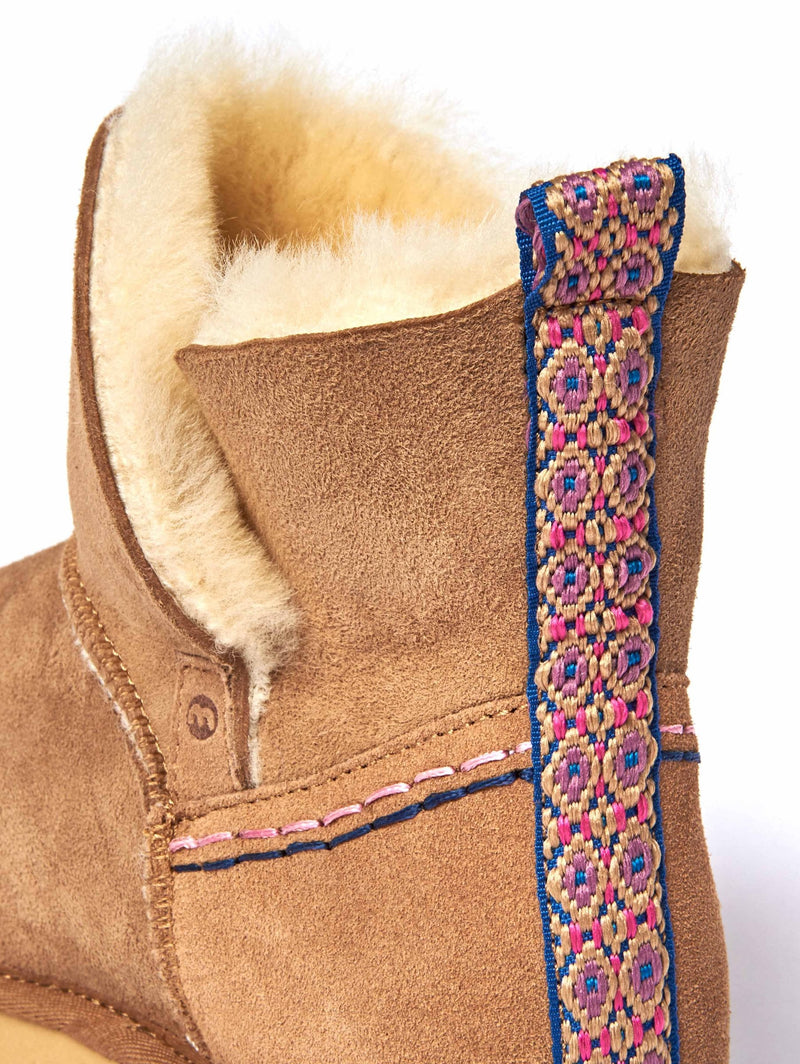 Brown sheepskin chunky bootie slipper - WATTLE 2 TAN