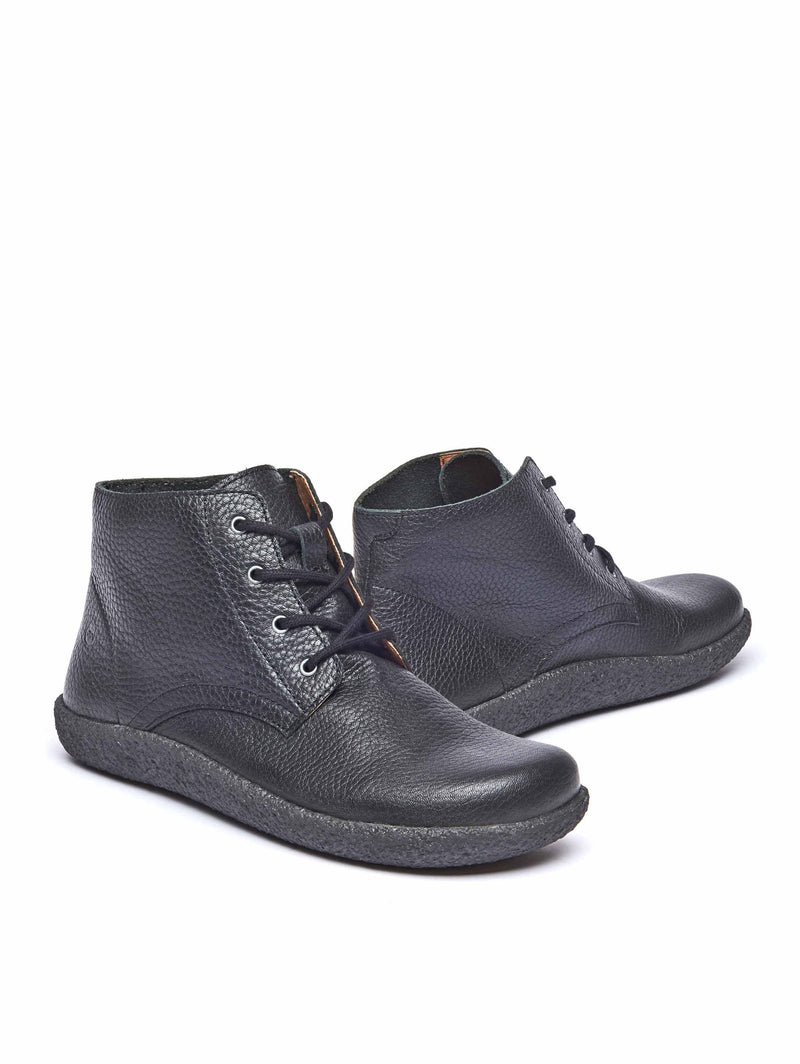 Black cushioned lace-up leather chukka boots - PINEDA BLACK