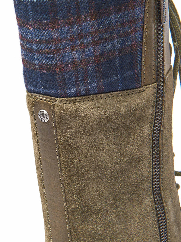 Green mid calf lace up boot - HELGA OLIVE GREEN WAXY