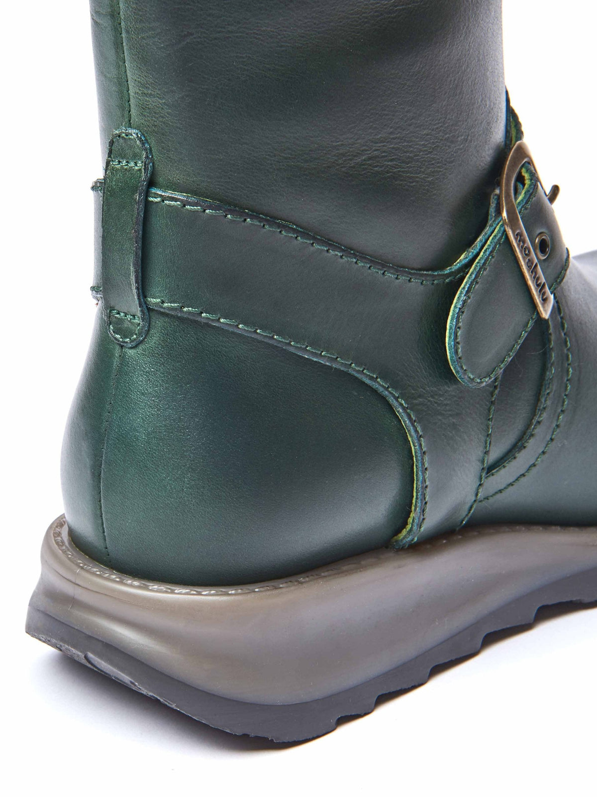 Green wedge mid-length leather boots - NIGHTJAR PINE GREEN