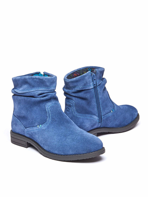 Blue ruched suede pixie ankle boots - PIPISTRELLE 3 NAUTICAL BLUE