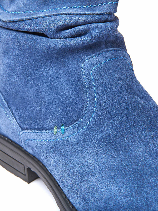 Blue ruched suede pixie ankle boots - PIPISTRELLE 3 NAUTICAL BLUE