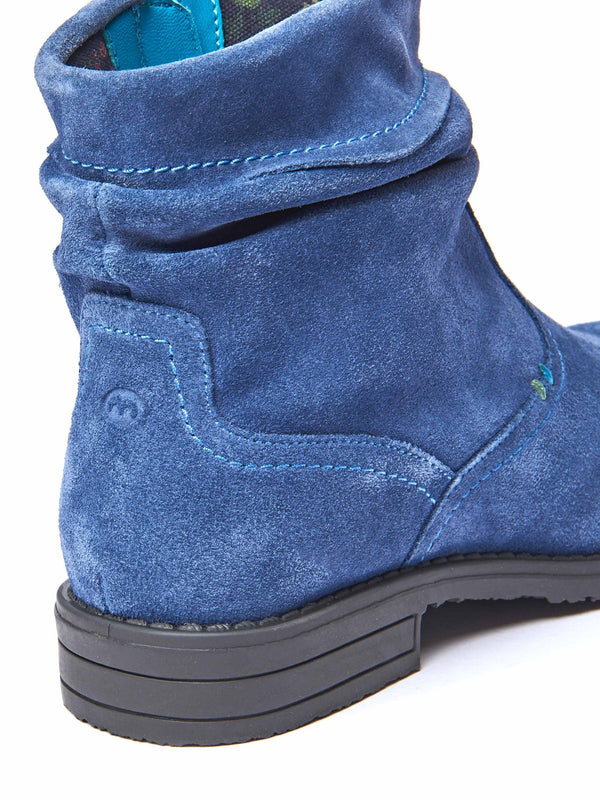 Blue ruched suede pixie ankle boots - PIPISTRELLE 3 NAUTICAL BLUE