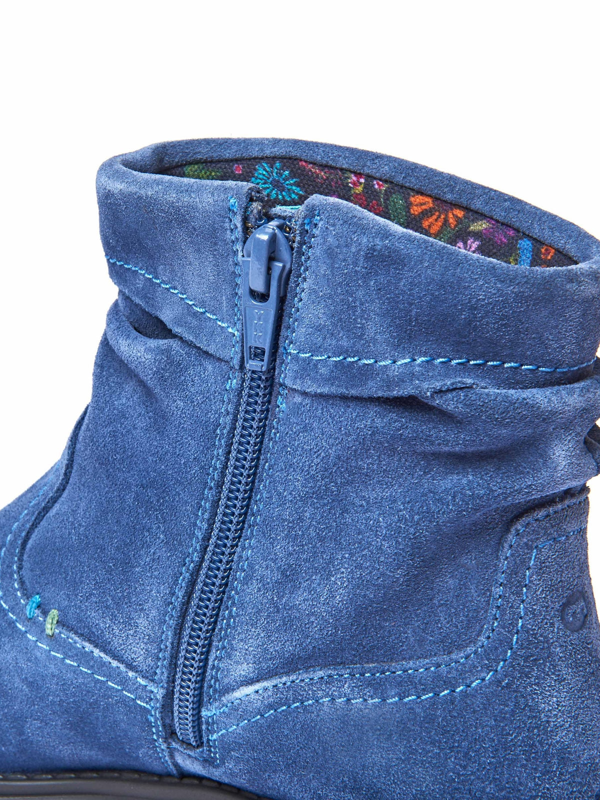Blue ruched suede pixie ankle boots - PIPISTRELLE 3 NAUTICAL BLUE