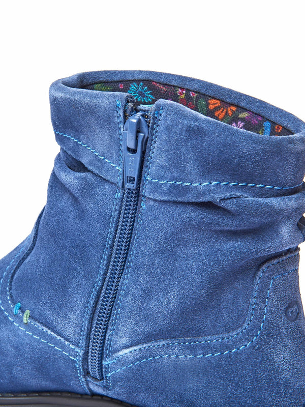 Blue ruched suede pixie ankle boots - PIPISTRELLE 3 NAUTICAL BLUE
