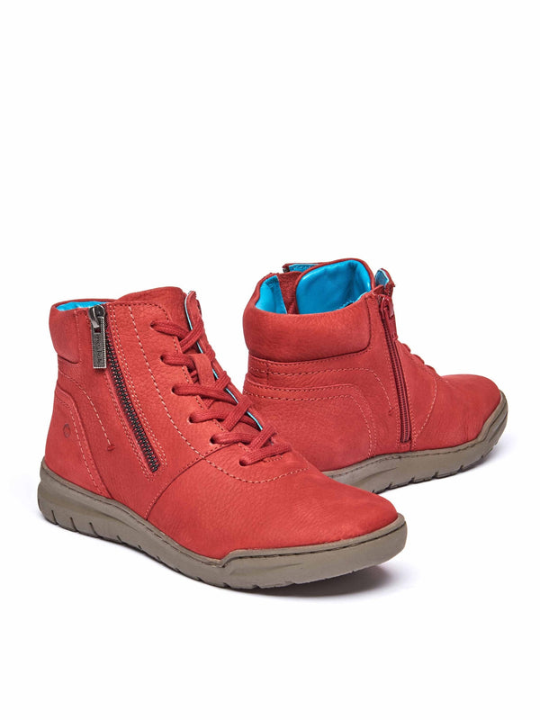 Red adjustable ankle boot - SONJA 2 RED NUBUCK