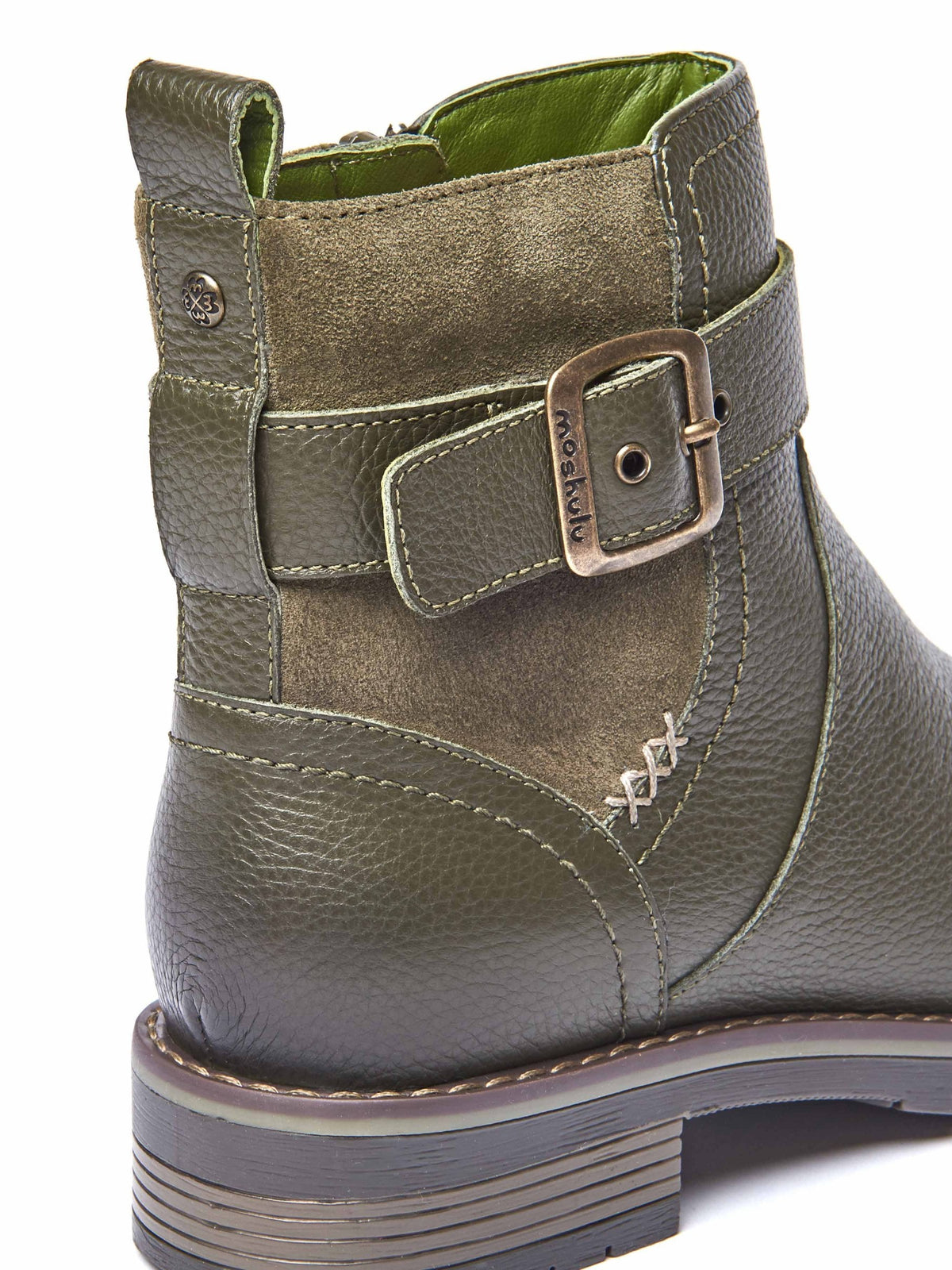 Green chelsea boot with dual-fit - RIA OLIVE GREEN LEATHER