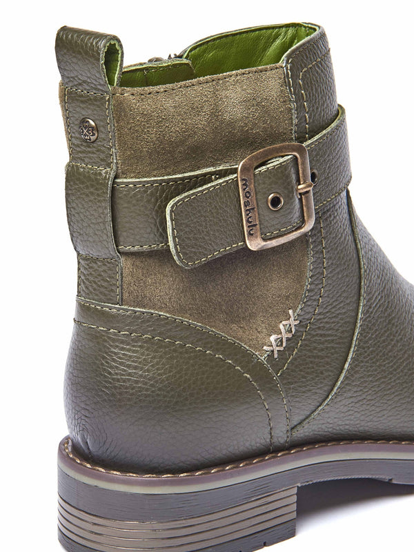 Green chelsea boot with dual-fit - RIA OLIVE GREEN LEATHER