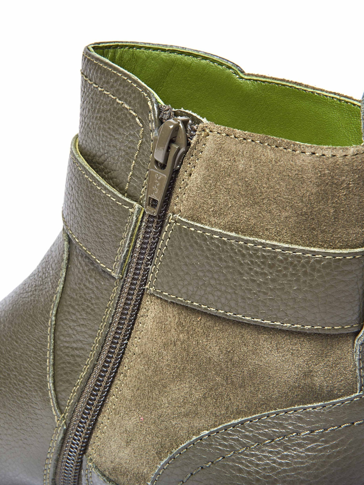 Green chelsea boot with dual-fit - RIA OLIVE GREEN LEATHER