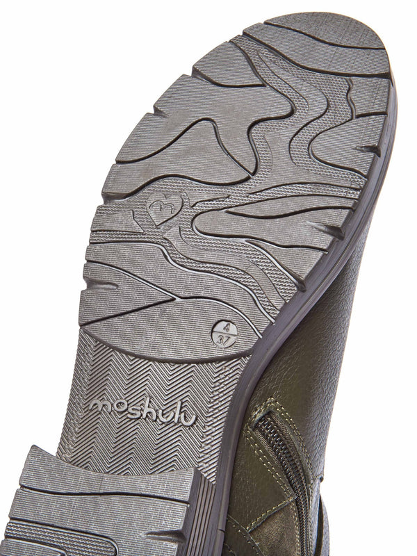 Green chelsea boot with dual-fit - RIA OLIVE GREEN LEATHER