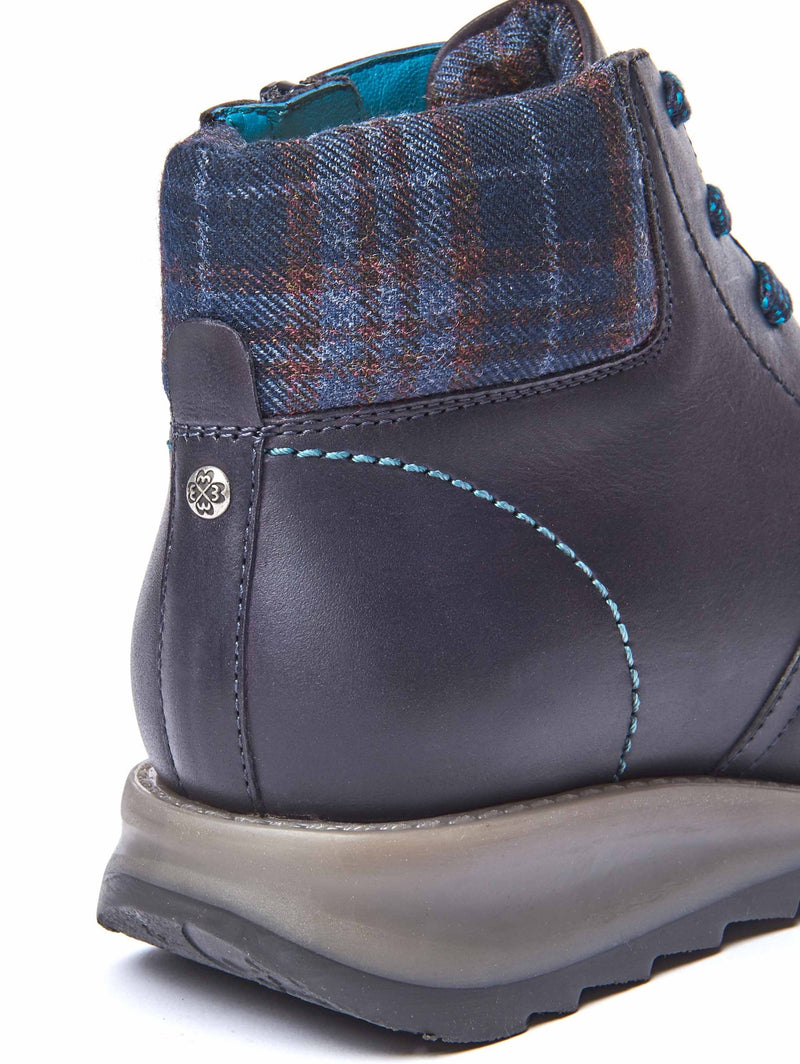 Blue lace up dual-fit ankle boot - LYDD INDIGO WAXY