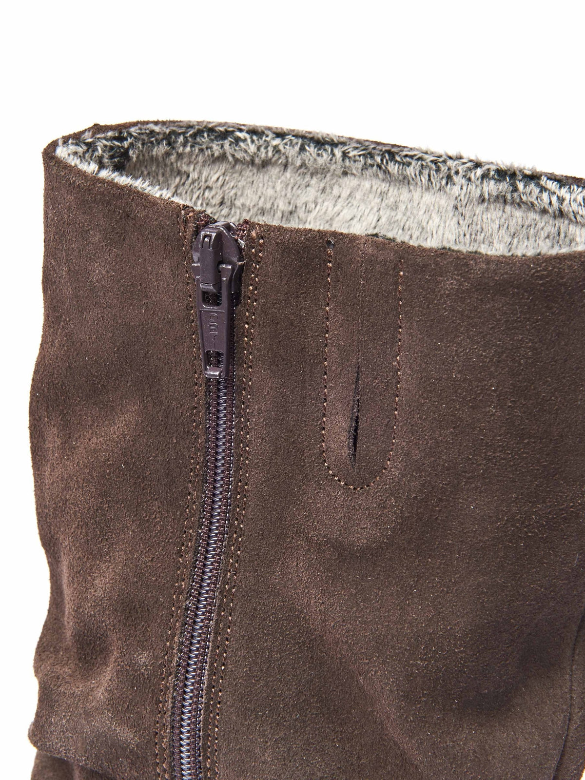 Brown ruched leather mid-length boots - MALMO BROWN SUEDE