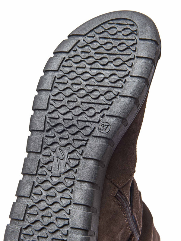 Brown ruched leather mid-length boots - MALMO BROWN SUEDE