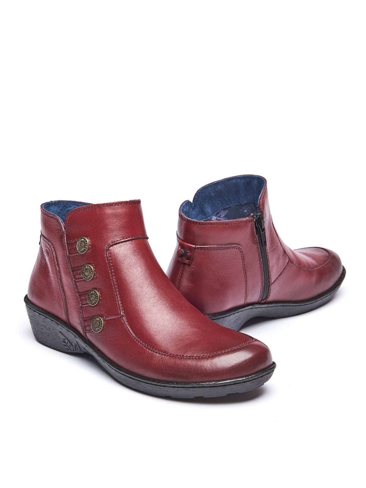 Red leather lightweight ankle boots - FRUIT DROP 2 CABERNET