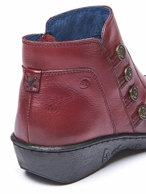 Red leather lightweight ankle boots - FRUIT DROP 2 CABERNET