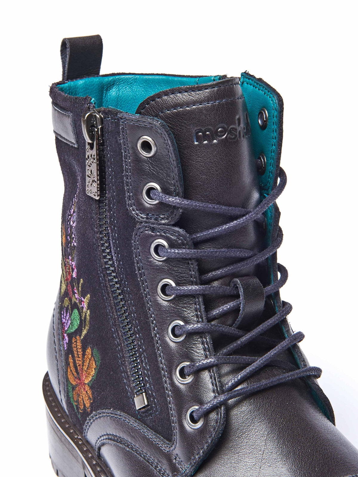 Blue embroidered biker boot - BARDSEY 2 FLORAL INDIGO