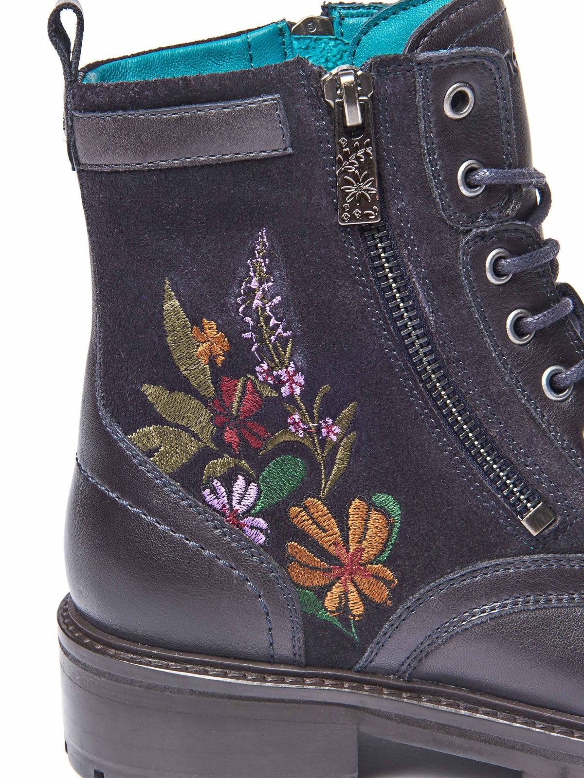 Blue embroidered biker boot - BARDSEY 2 FLORAL INDIGO