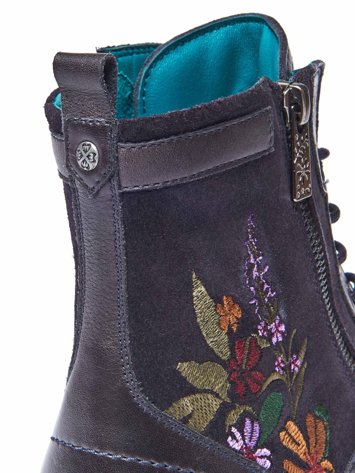 Blue embroidered biker boot - BARDSEY 2 FLORAL INDIGO