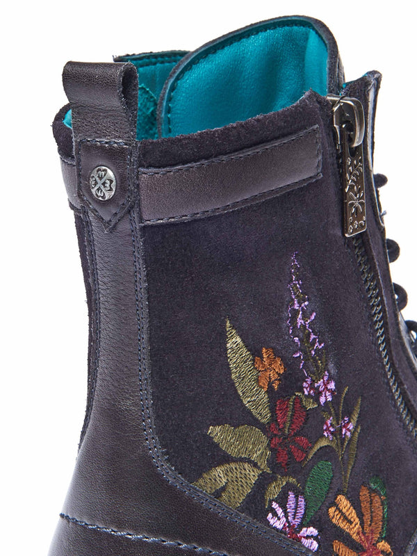Blue embroidered biker boot - BARDSEY 2 FLORAL INDIGO