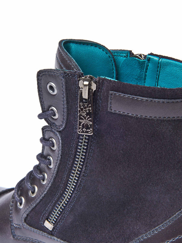 Blue embroidered biker boot - BARDSEY 2 FLORAL INDIGO