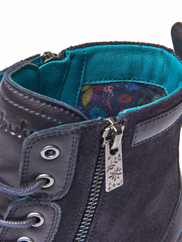 Blue embroidered biker boot - BARDSEY 2 FLORAL INDIGO