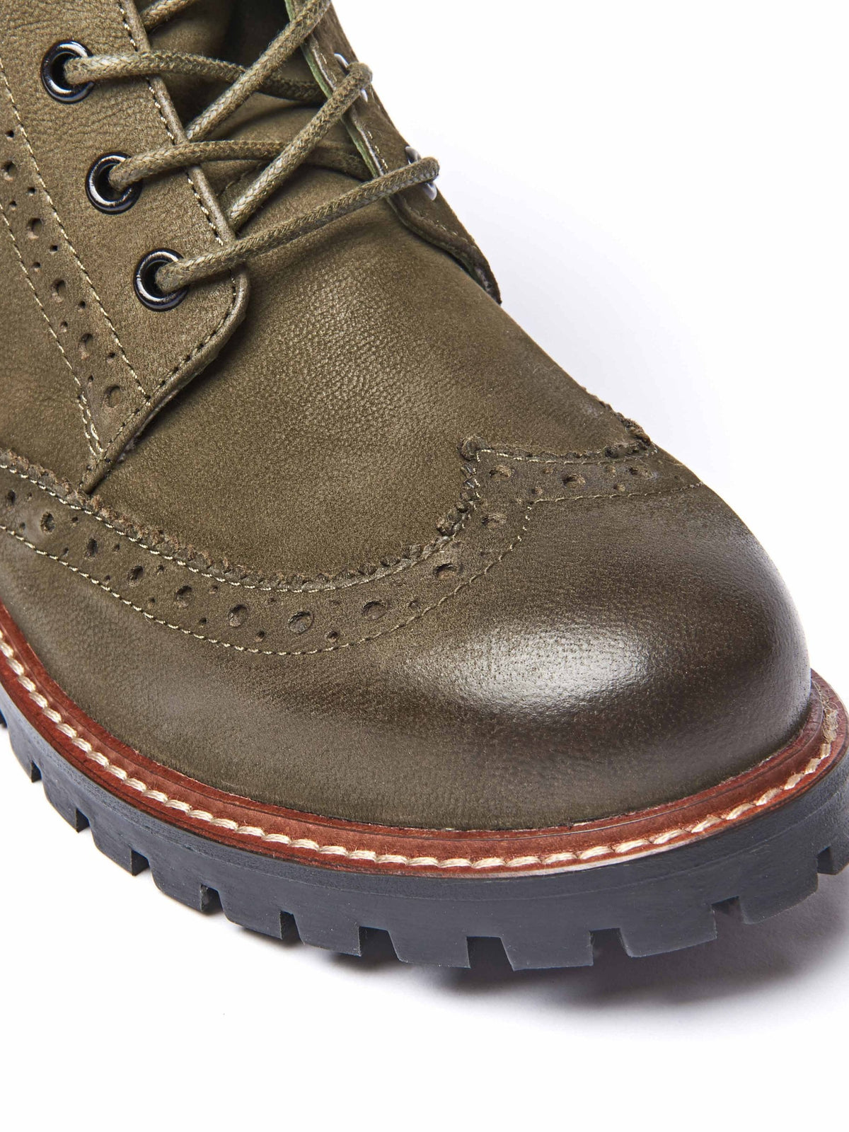 Brown fluffy lined leather brogue boot - FILICO WARMLINED TAN NUBUCK