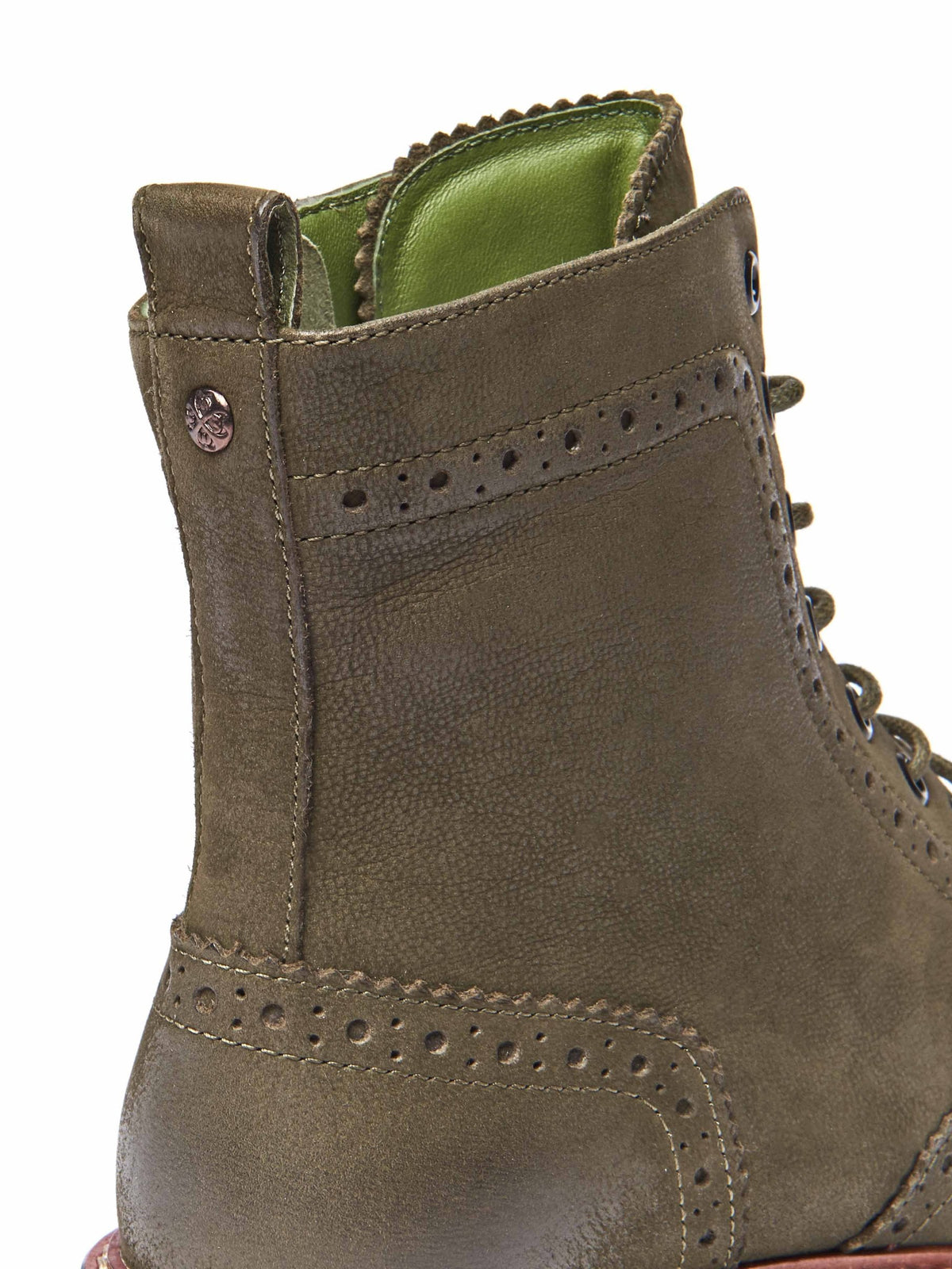 Brown fluffy lined leather brogue boot - FILICO WARMLINED TAN NUBUCK