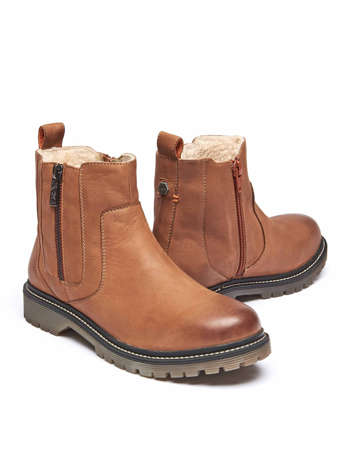 Brown fleece lined ankle boot - HATTER 2 TAN NUBUCK