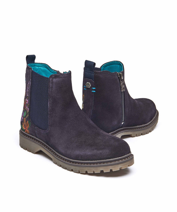 SKERRY 2 FLORAL INDIGO SUEDE