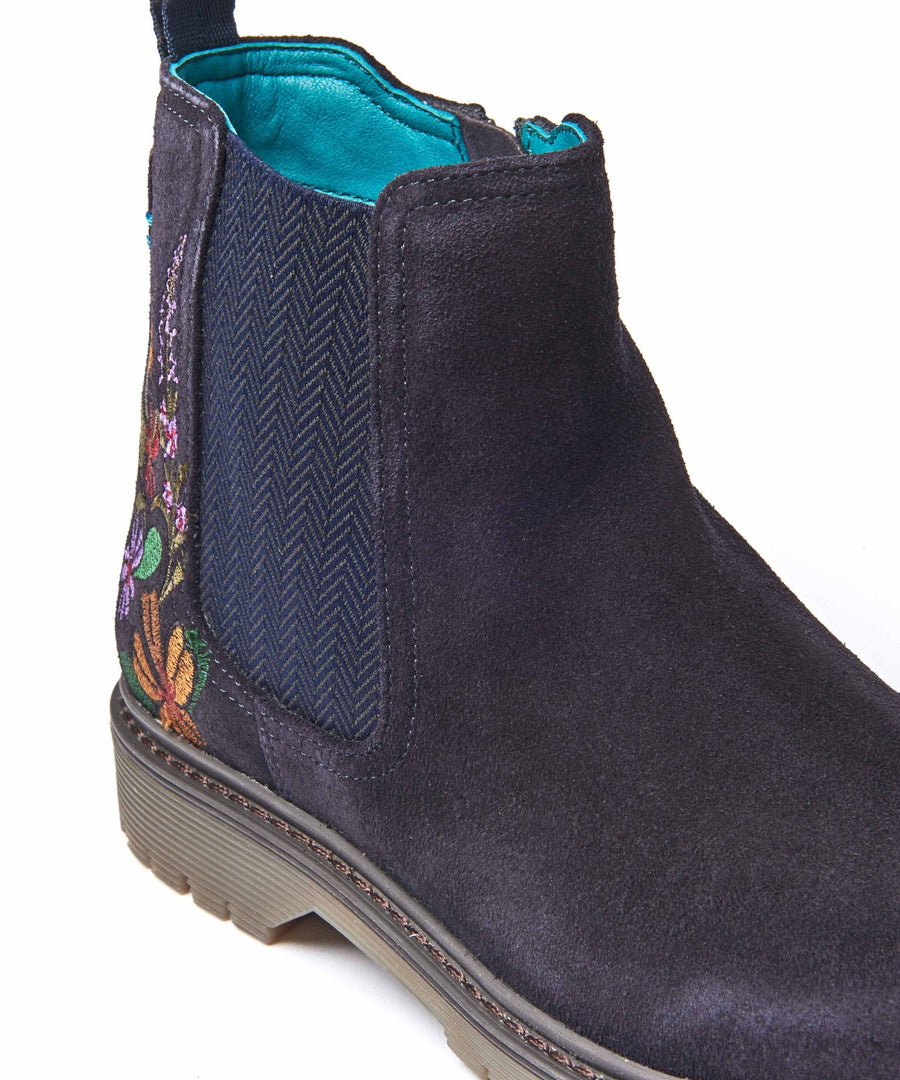 SKERRY 2 FLORAL INDIGO SUEDE