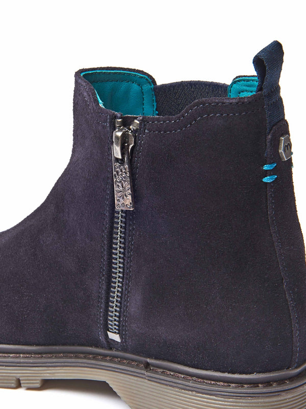 Blue embroidered suede Chelsea boot - SKERRY 2 FLORAL INDIGO SUEDE