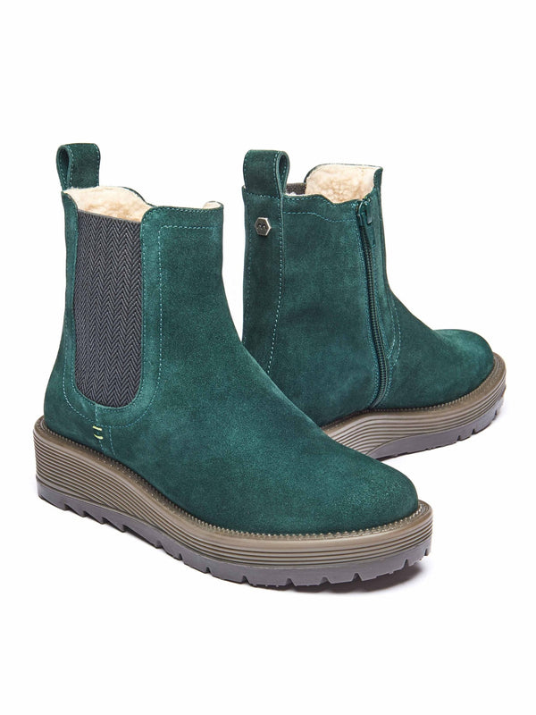 Green leather ankle boots - KOS PINE GREEN SUEDE