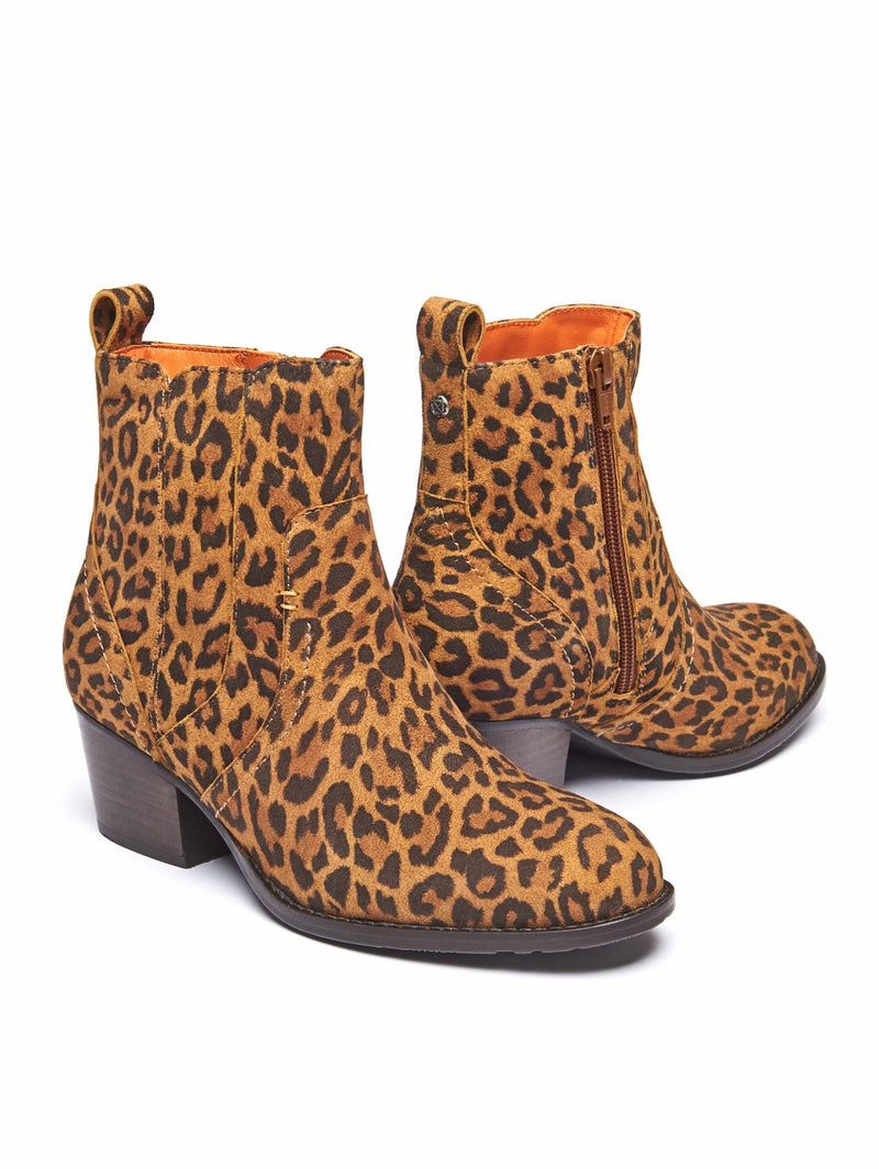 Animal print western inspired heeled ankle boots - MORISOT LEOPARD PRINT
