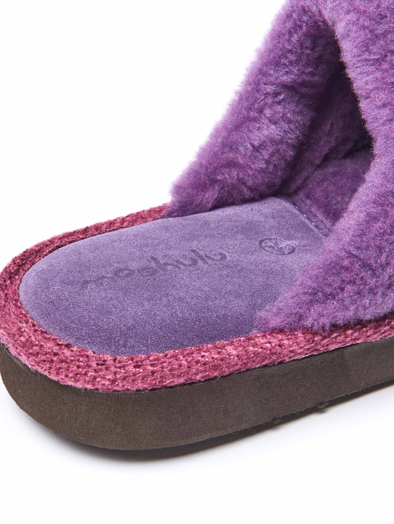 Purple felted plaid mule slippers - RENFREW PLUM PLAID