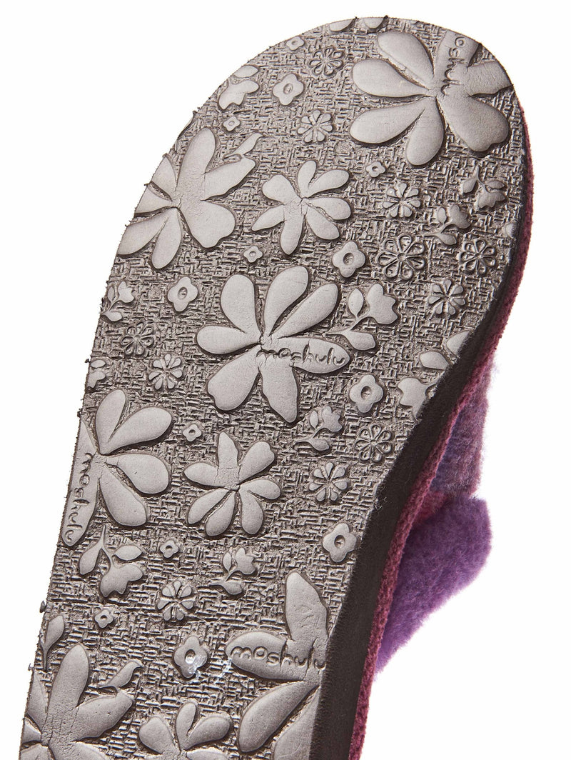 Purple felted plaid mule slippers - RENFREW PLUM PLAID