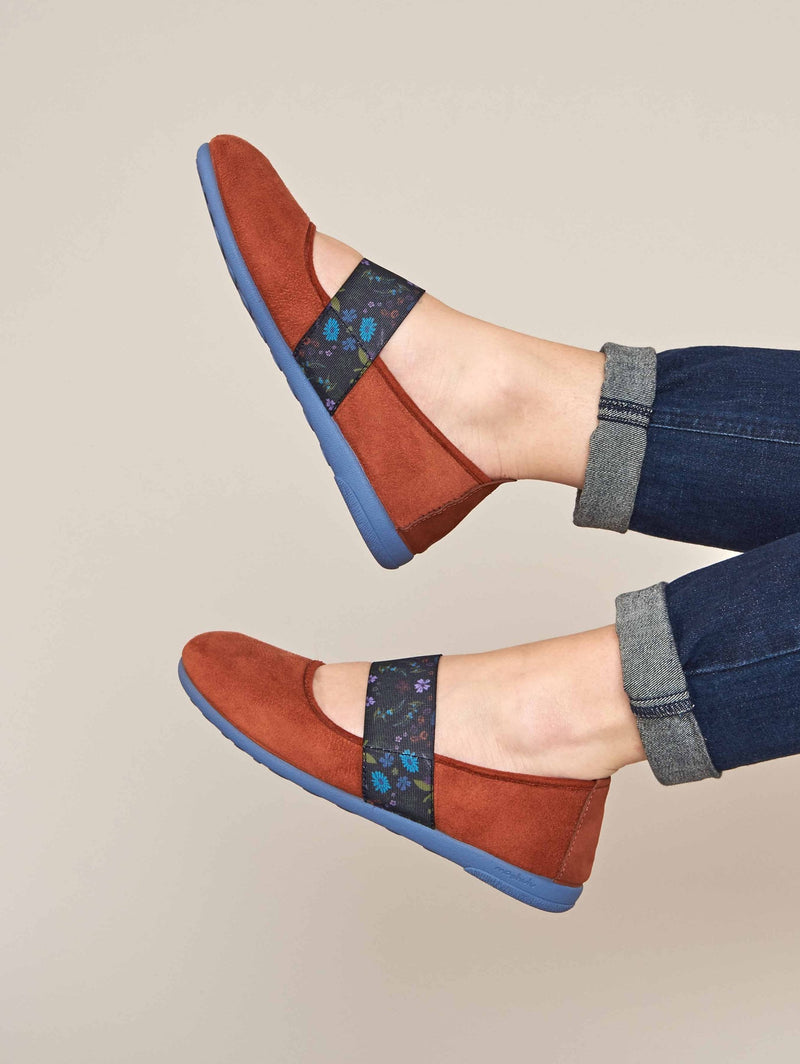 Red wide toed ballerina slipper - RISTRETTO RUST