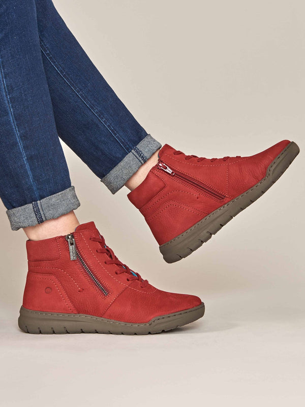 Red adjustable ankle boot - SONJA 2 RED NUBUCK