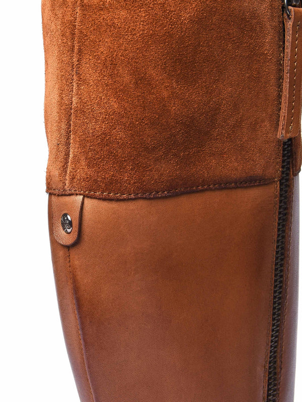 Brown tall leather riding boot - FREJA TAN