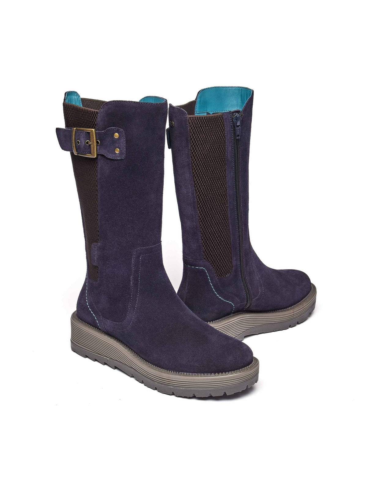 Blue mid-calf elasticated boot - RANNOCH INDIGO SUEDE