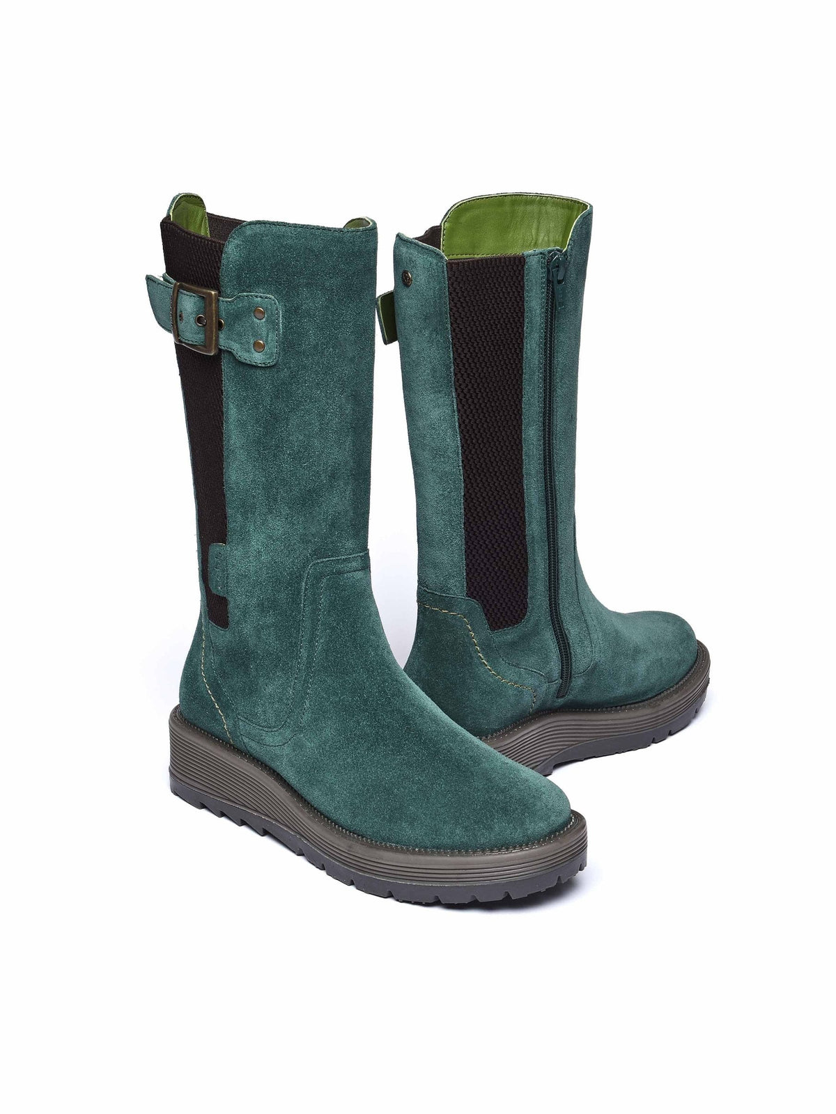 Green mid-calf elasticated boot - RANNOCH PINE GREEN SUEDE