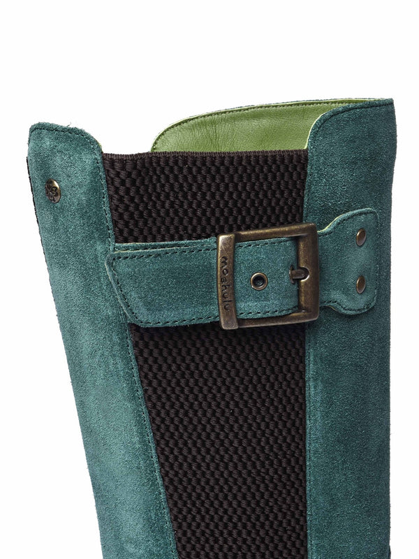 Green mid-calf elasticated boot - RANNOCH PINE GREEN SUEDE