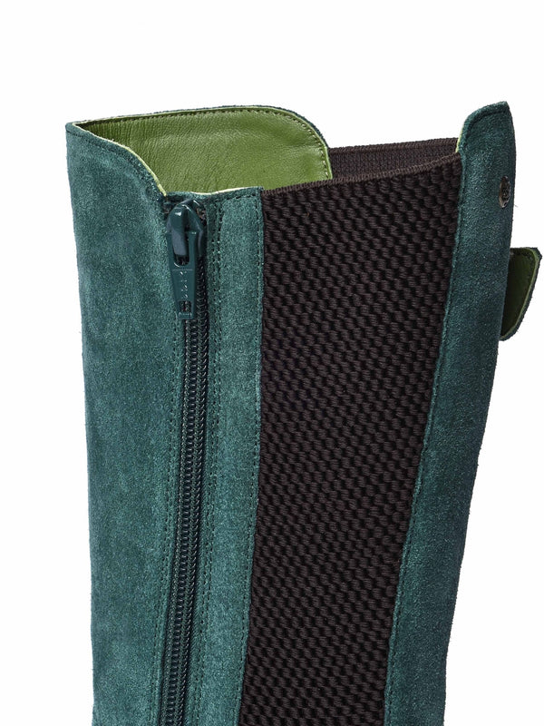 Green mid-calf elasticated boot - RANNOCH PINE GREEN SUEDE