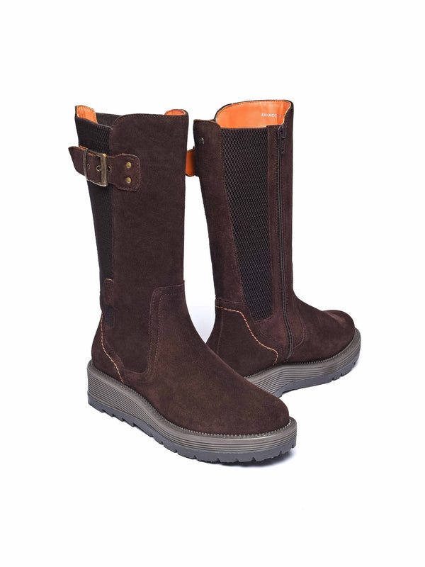 Brown mid-calf elasticated boot - RANNOCH BROWN SUEDE