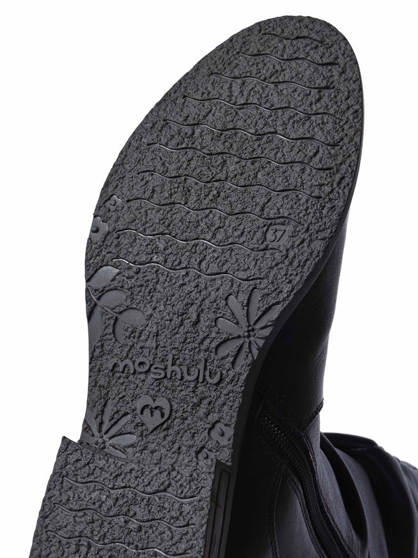 Black slouchy leather mid calf boot - GLACIER LEATHER BLACK