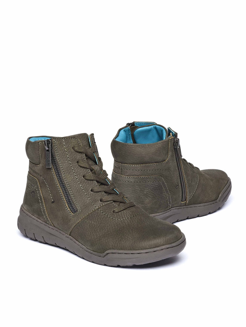 Green adjustable ankle boot - SONJA 2 OLIVE GREEN NUBUCK